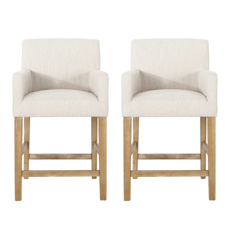 Armga Fabric Upholstered Wood 26 inch Counter Stools (Set of 2) by Christopher Knight Home