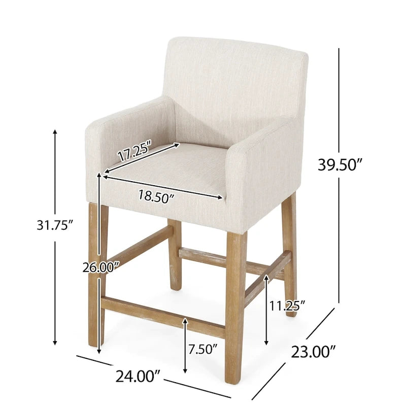 Armga Fabric Upholstered Wood 26 inch Counter Stools (Set of 2) by Christopher Knight Home