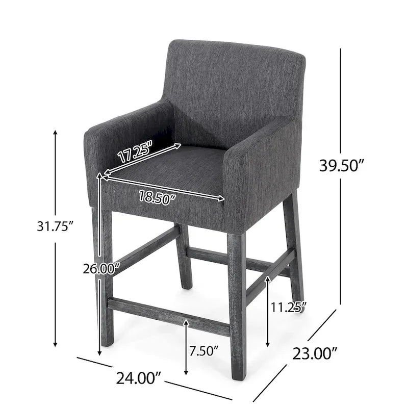 Armga Fabric Upholstered Wood 26 inch Counter Stools (Set of 2) by Christopher Knight Home