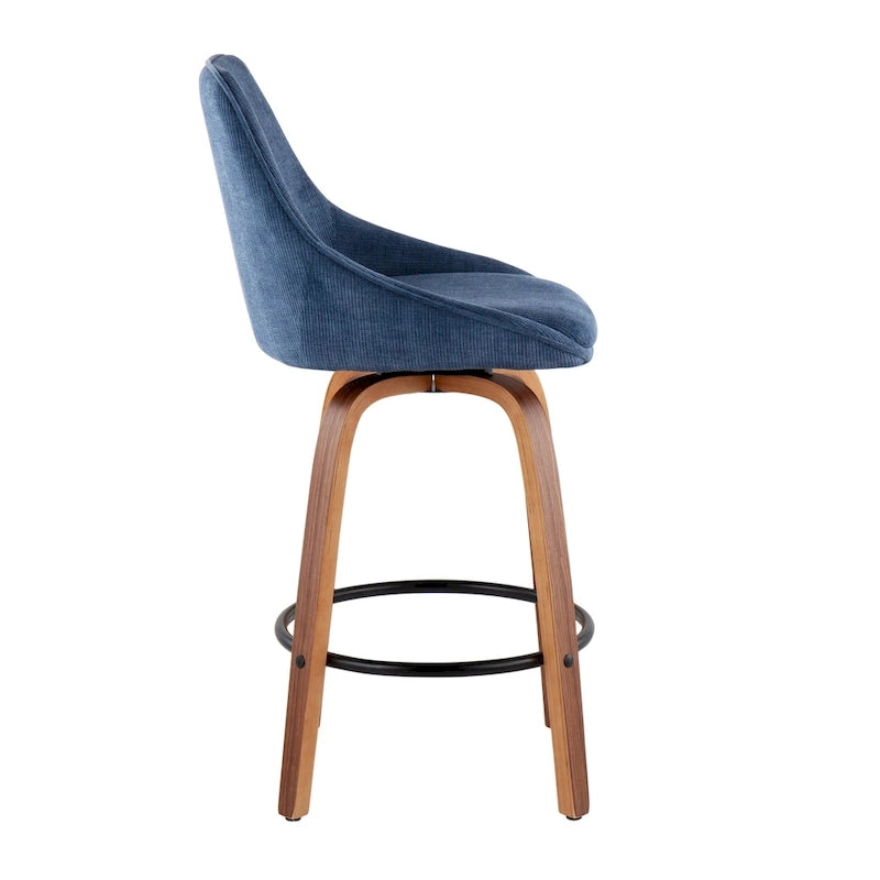 Carson Carrington Alba Corduroy Counter Stool with Black Round Footrest (Set of 2)
