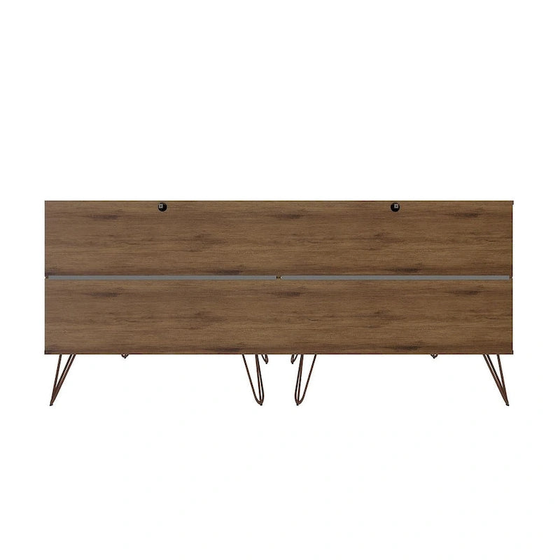 Manhattan Comfort Rockefeller 6-Drawer Double Low Dresser with Metal Legs