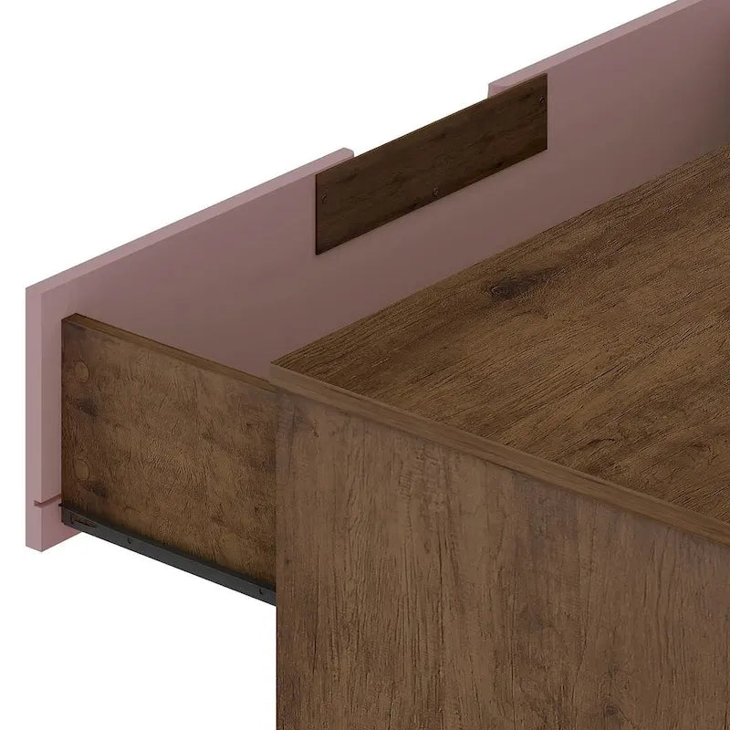Manhattan Comfort Rockefeller 6-Drawer Double Low Dresser with Metal Legs