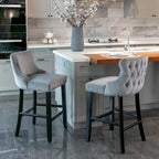 Velvet Wing-Back Barstools with Button Tufted,Set of 2