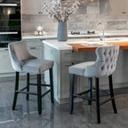 Velvet Wing-Back Barstools with Button Tufted,Set of 2