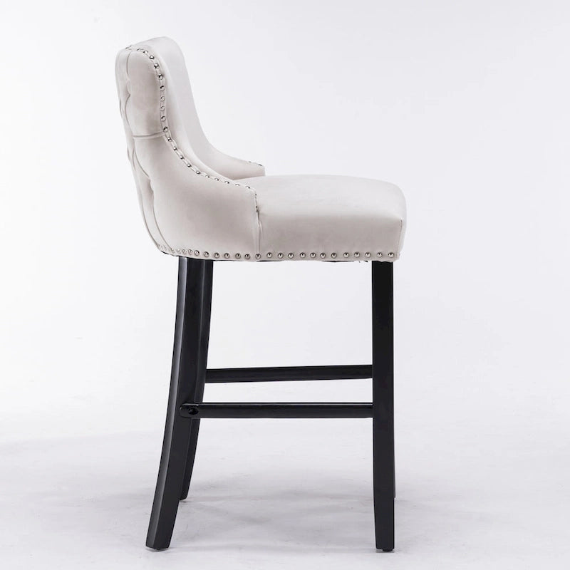 Velvet Wing-Back Barstools with Button Tufted,Set of 2