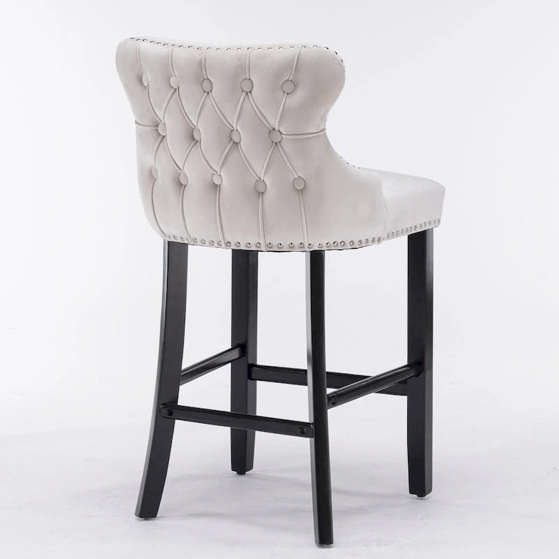 Velvet Wing-Back Barstools with Button Tufted,Set of 2