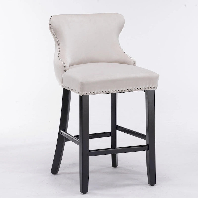 Velvet Wing-Back Barstools with Button Tufted,Set of 2