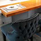 Velvet Wing-Back Barstools with Button Tufted,Set of 2