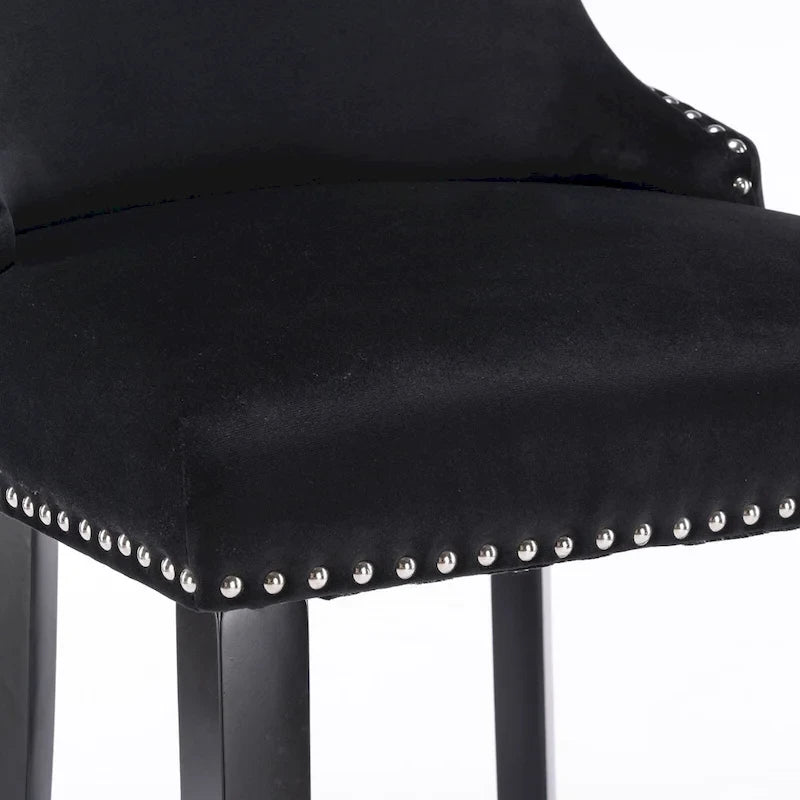 Velvet Wing-Back Barstools with Button Tufted,Set of 2