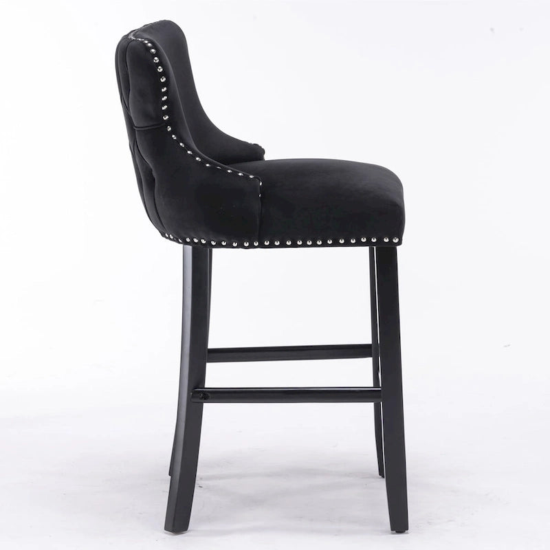 Velvet Wing-Back Barstools with Button Tufted,Set of 2