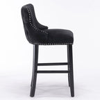 Velvet Wing-Back Barstools with Button Tufted,Set of 2