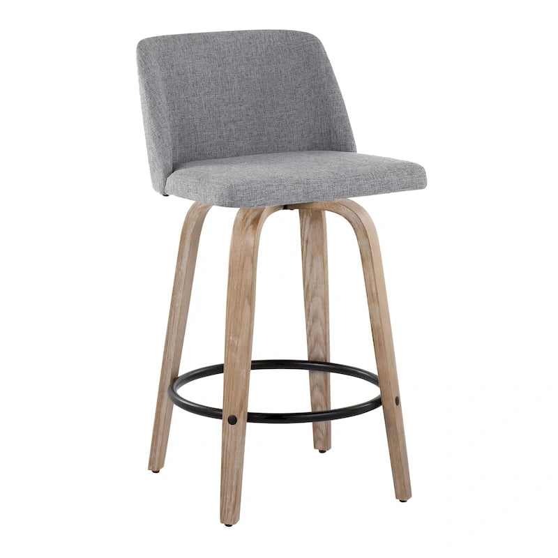 Carson Carrington Vallberga 26 Fixed-Height Counter Stool With Whitewashed Wood Base (Set of 2)