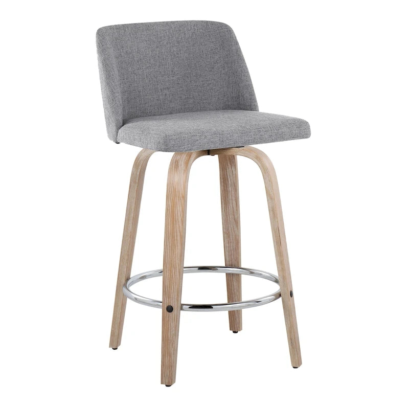 Carson Carrington Vallberga 26 Fixed-Height Counter Stool With Whitewashed Wood Base (Set of 2)