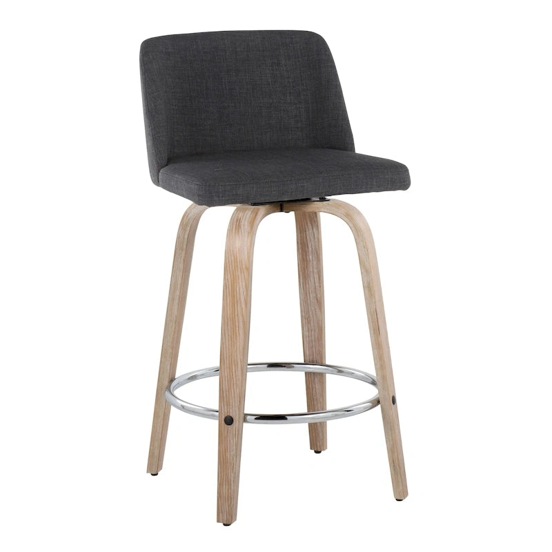 Carson Carrington Vallberga 26 Fixed-Height Counter Stool With Whitewashed Wood Base (Set of 2)