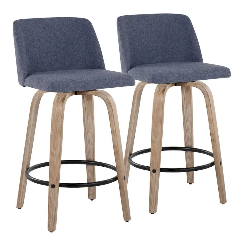 Carson Carrington Vallberga 26 Fixed-Height Counter Stool With Whitewashed Wood Base (Set of 2)