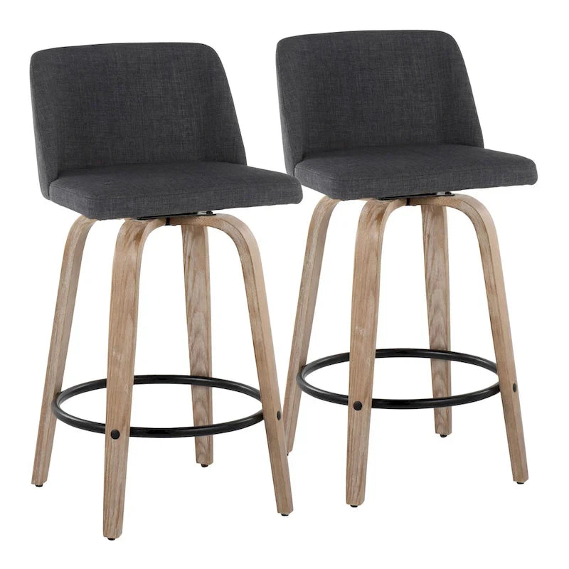 Carson Carrington Vallberga 26 Fixed-Height Counter Stool With Whitewashed Wood Base (Set of 2)