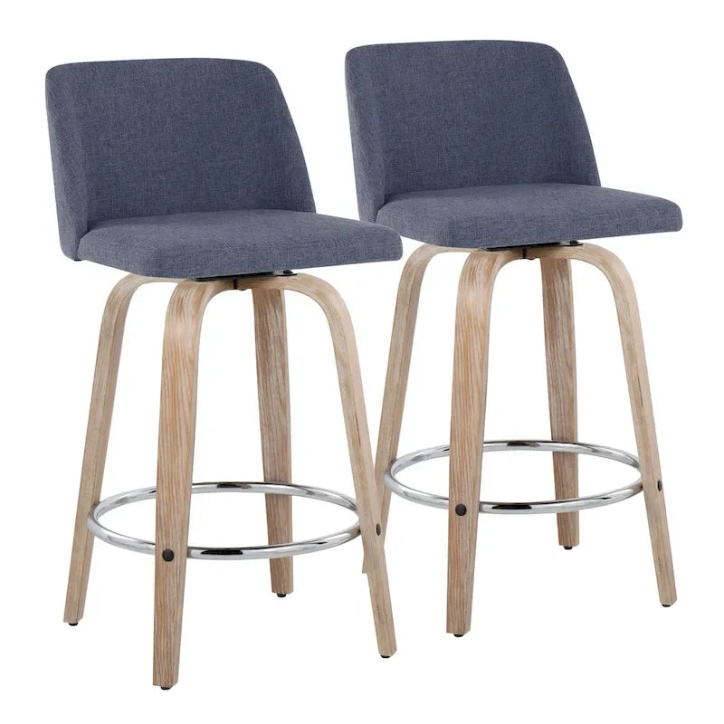 Carson Carrington Vallberga 26 Fixed-Height Counter Stool With Whitewashed Wood Base (Set of 2)