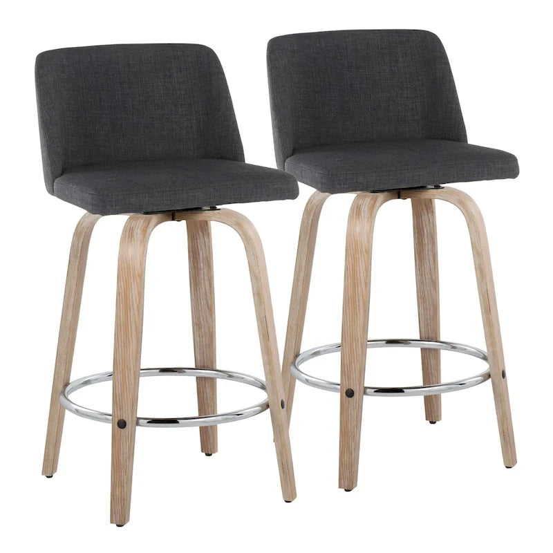 Carson Carrington Vallberga 26 Fixed-Height Counter Stool With Whitewashed Wood Base (Set of 2)