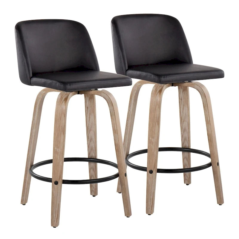 Carson Carrington Vallberga 26 Fixed-Height Counter Stool With Whitewashed Wood Base (Set of 2)