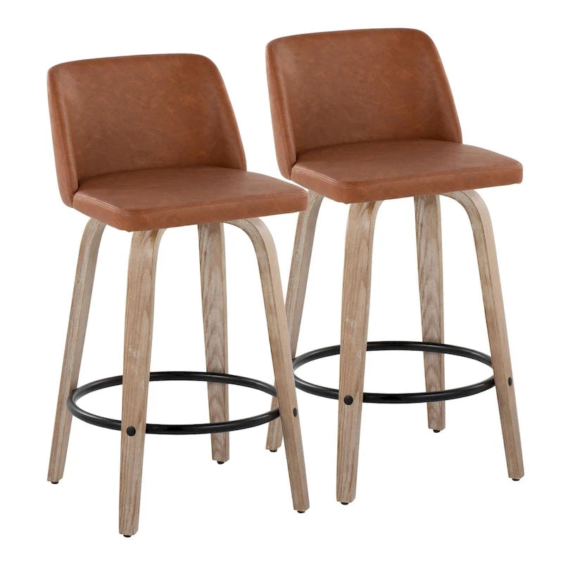 Carson Carrington Vallberga 26 Fixed-Height Counter Stool With Whitewashed Wood Base (Set of 2)