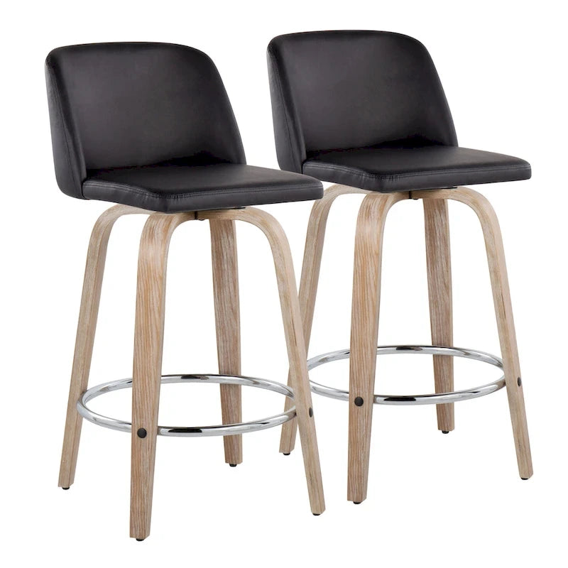 Carson Carrington Vallberga 26 Fixed-Height Counter Stool With Whitewashed Wood Base (Set of 2)
