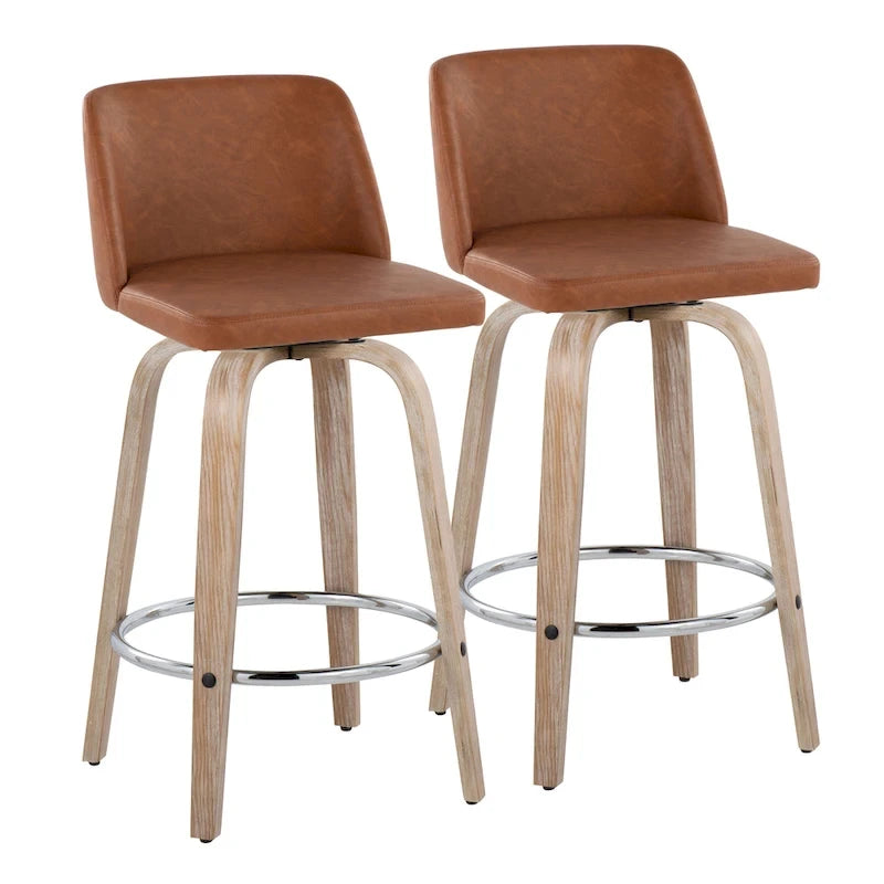 Carson Carrington Vallberga 26 Fixed-Height Counter Stool With Whitewashed Wood Base (Set of 2)