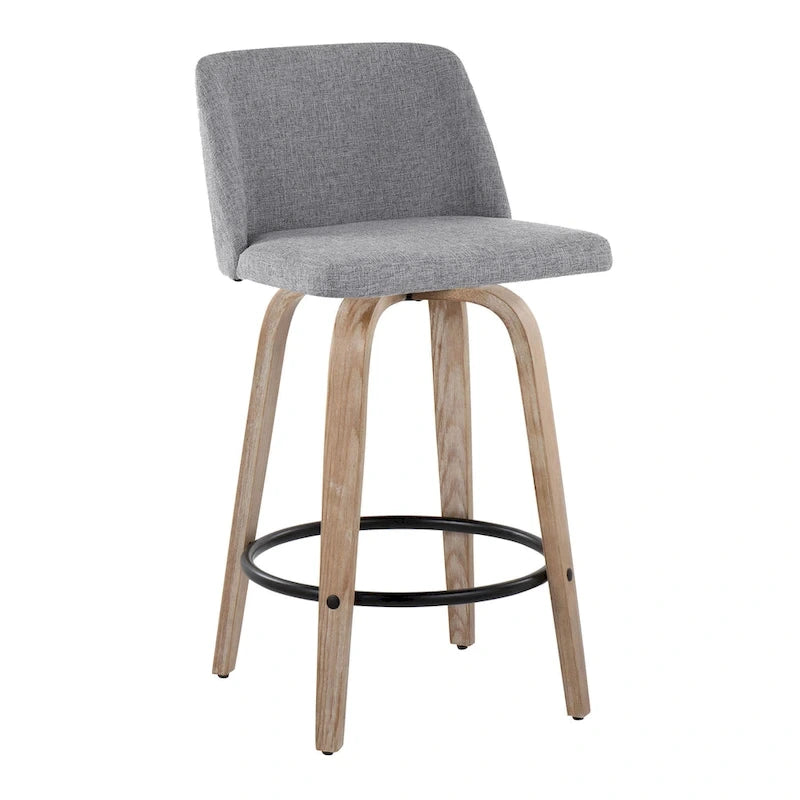 Carson Carrington Vallberga 26 Fixed-Height Counter Stool With Whitewashed Wood Base (Set of 2)