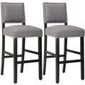 28 Inches Fabric Barstools Upholstered Bar stools Pub Chairs with Back and Silver Nailhead Trim Set of 2