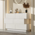 High Glossy Six-Drawer Dresser Chest with Off-Set Design (Black/White)