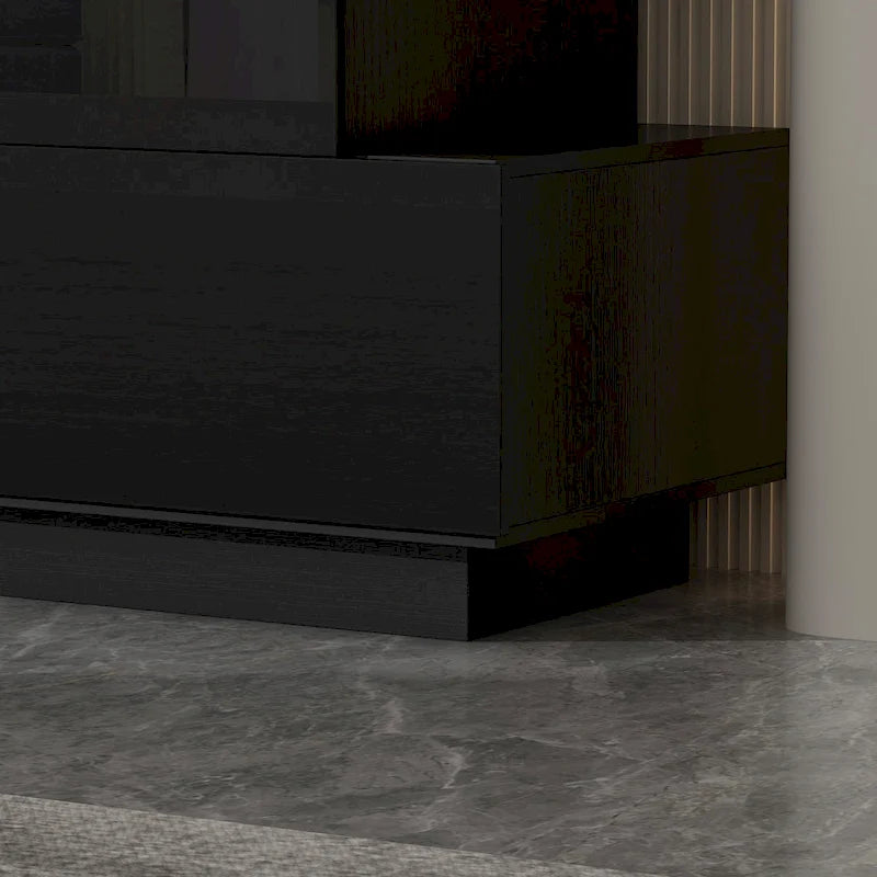 High Glossy Six-Drawer Dresser Chest with Off-Set Design (Black/White)