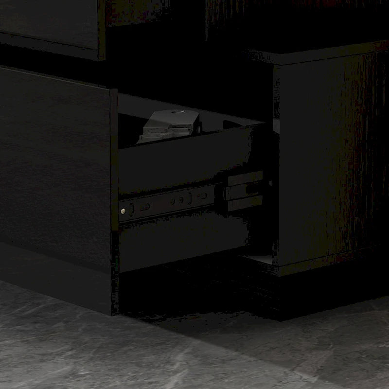 High Glossy Six-Drawer Dresser Chest with Off-Set Design (Black/White)