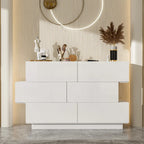 High Glossy Six-Drawer Dresser Chest with Off-Set Design (Black/White)
