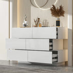High Glossy Six-Drawer Dresser Chest with Off-Set Design (Black/White)