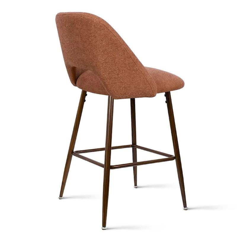 Upholstered Modern Bar Stool Walnut Leg (Set of 2)