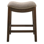 HomeRoots 26 Gray and Brown Fabric and Solid Wood Backless Counter Height Bar Chair