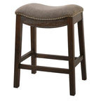 HomeRoots 26 Gray and Brown Fabric and Solid Wood Backless Counter Height Bar Chair