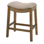 HomeRoots 26 Gray and Brown Fabric and Solid Wood Backless Counter Height Bar Chair