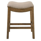 HomeRoots 26 Gray and Brown Fabric and Solid Wood Backless Counter Height Bar Chair