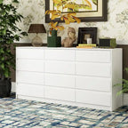 12 Drawer Dresser for Bedroom with Deep Drawers Large Floor Wood Chest
