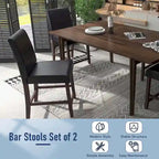 Set of 2 Barstools Wooden Vintage Bar Chairs Counter Stools