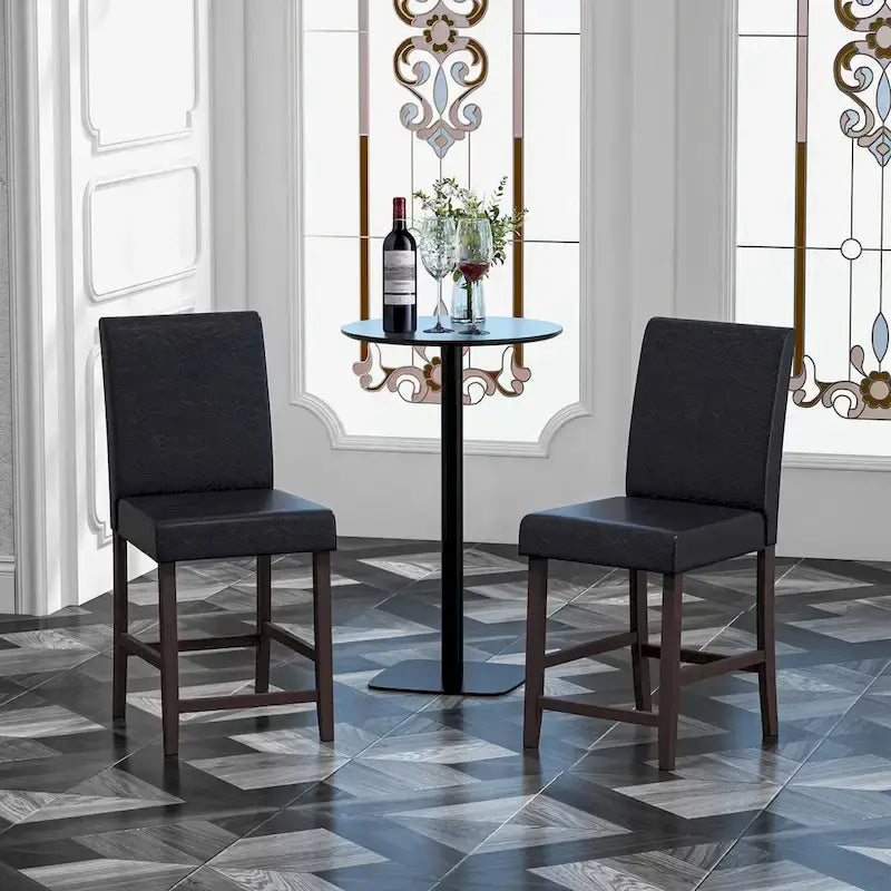 Set of 2 Barstools Wooden Vintage Bar Chairs Counter Stools