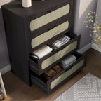 DH BASIC Tropical Espresso Faux Rattan Webbed 4-Drawer Mini Chest by Denhour