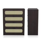 DH BASIC Tropical Espresso Faux Rattan Webbed 4-Drawer Mini Chest by Denhour