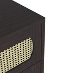 DH BASIC Tropical Espresso Faux Rattan Webbed 4-Drawer Mini Chest by Denhour