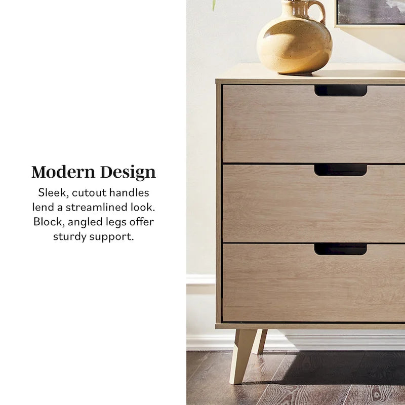 Middlebrook Designs Hans 6 Drawer Dresser with Cut Out Handles