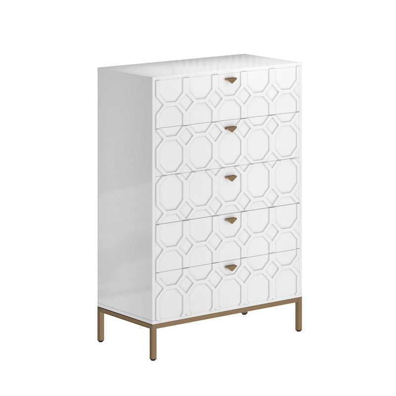Clihome Wooden 5-Drawer Storage Chest