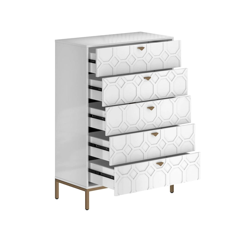 Clihome Wooden 5-Drawer Storage Chest
