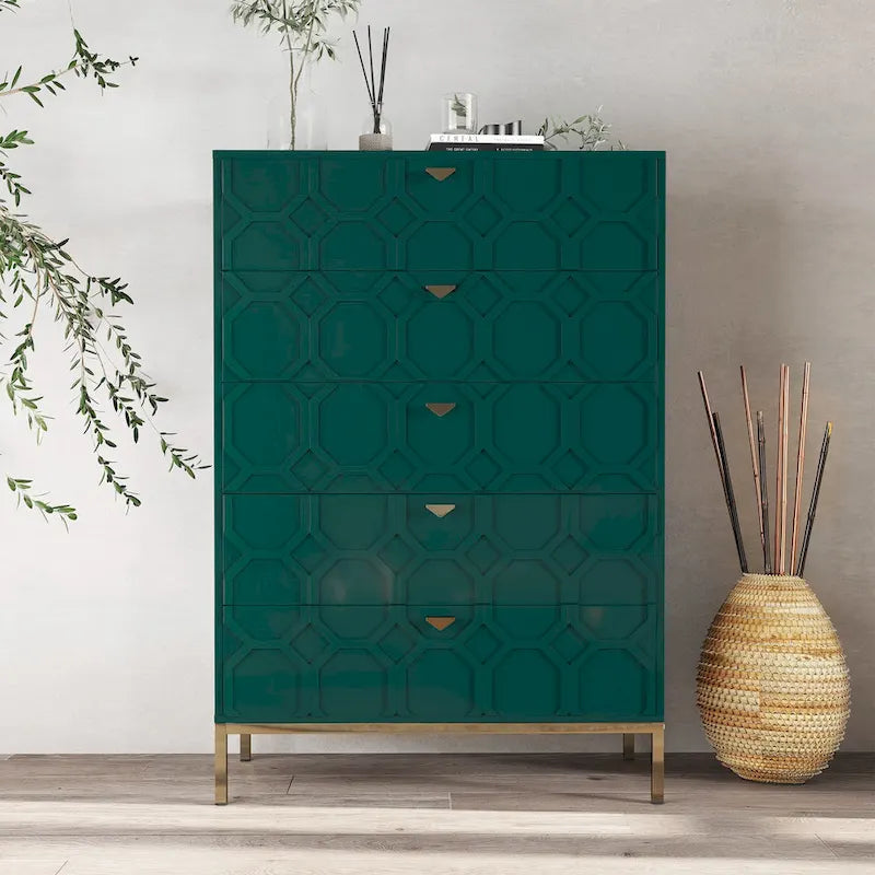 Clihome Wooden 5-Drawer Storage Chest