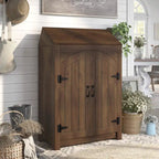 DH BASIC Jody Farmhouse Adjustable 4-Shelf Double-Door Shoe Cabinet with Lift-top Storage by Denhour