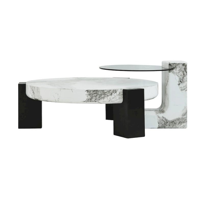 Set of 2 Round Nesting Coffee Table Set